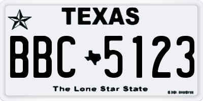 TX license plate BBC5123