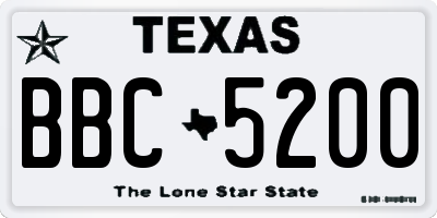 TX license plate BBC5200