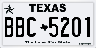 TX license plate BBC5201