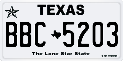 TX license plate BBC5203