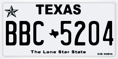 TX license plate BBC5204