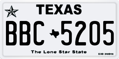 TX license plate BBC5205