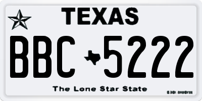 TX license plate BBC5222