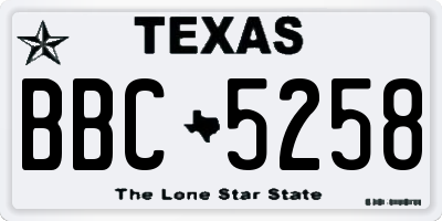 TX license plate BBC5258