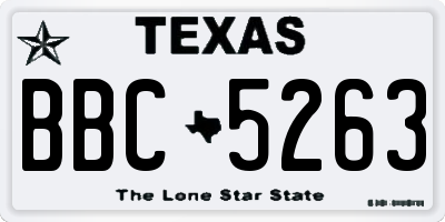TX license plate BBC5263