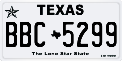 TX license plate BBC5299