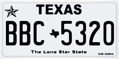 TX license plate BBC5320