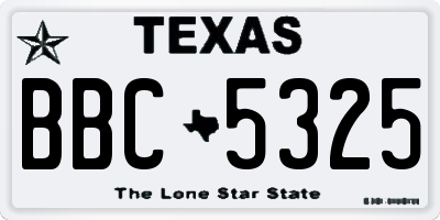 TX license plate BBC5325