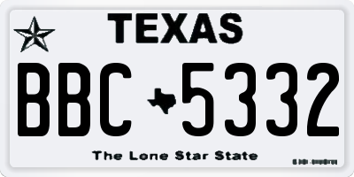 TX license plate BBC5332