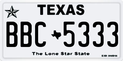 TX license plate BBC5333