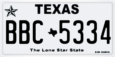 TX license plate BBC5334