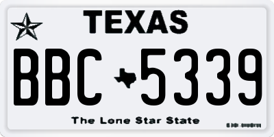 TX license plate BBC5339