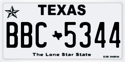 TX license plate BBC5344