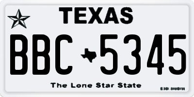 TX license plate BBC5345