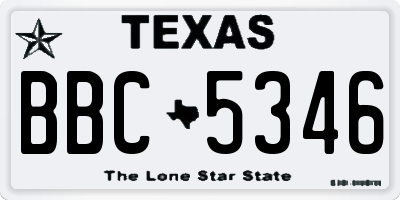 TX license plate BBC5346