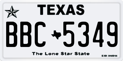 TX license plate BBC5349