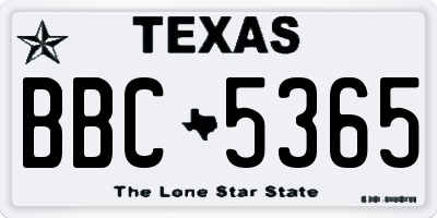TX license plate BBC5365