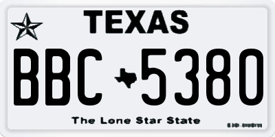 TX license plate BBC5380