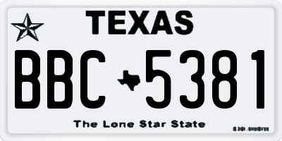 TX license plate BBC5381