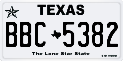 TX license plate BBC5382