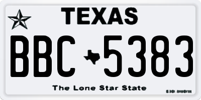 TX license plate BBC5383