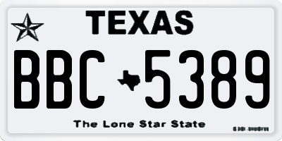 TX license plate BBC5389