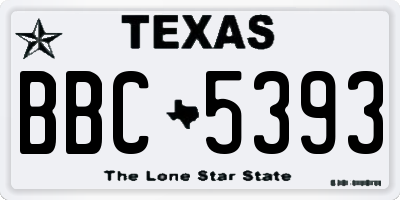 TX license plate BBC5393