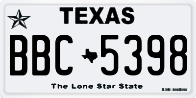 TX license plate BBC5398