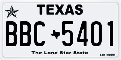 TX license plate BBC5401