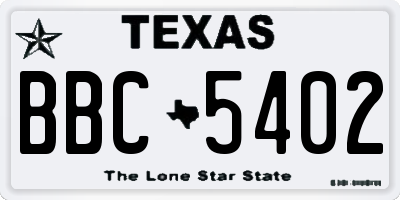 TX license plate BBC5402