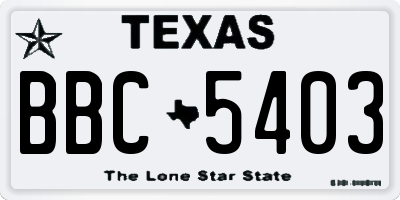 TX license plate BBC5403