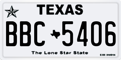 TX license plate BBC5406