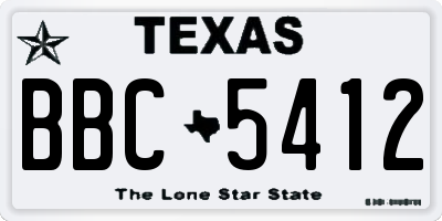 TX license plate BBC5412