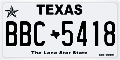 TX license plate BBC5418