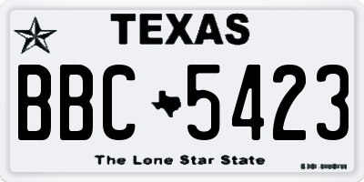 TX license plate BBC5423
