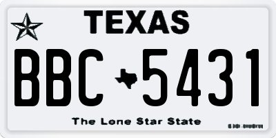 TX license plate BBC5431