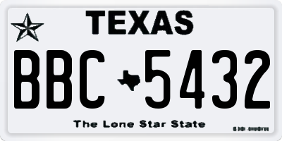 TX license plate BBC5432