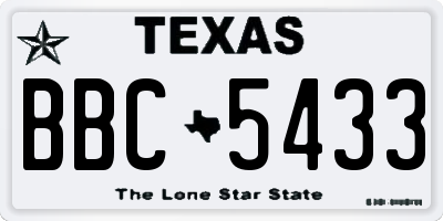 TX license plate BBC5433