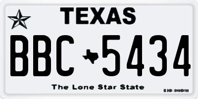 TX license plate BBC5434