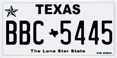 TX license plate BBC5445