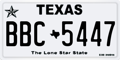 TX license plate BBC5447