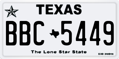 TX license plate BBC5449