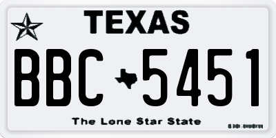 TX license plate BBC5451