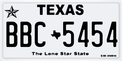 TX license plate BBC5454