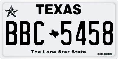 TX license plate BBC5458