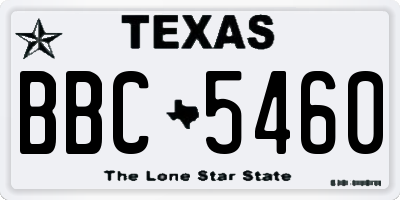 TX license plate BBC5460