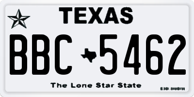 TX license plate BBC5462