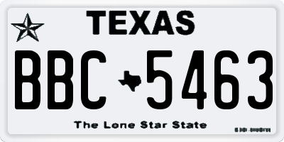 TX license plate BBC5463