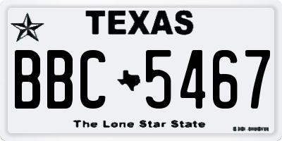 TX license plate BBC5467