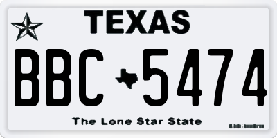 TX license plate BBC5474